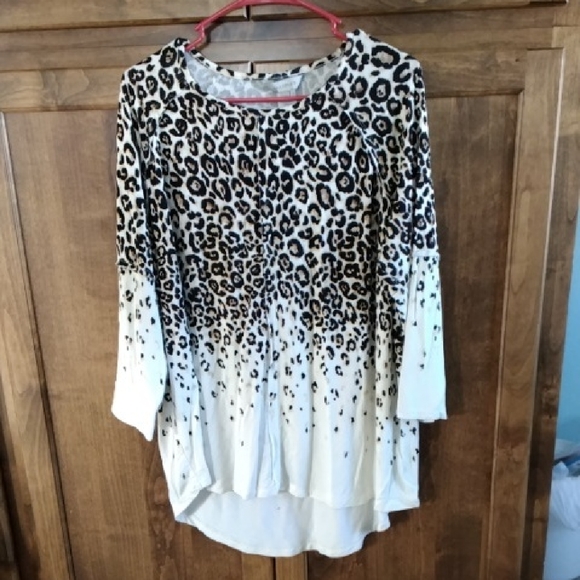 Multiples Sweaters - Multiples Leopard Print Crew Neck Sweater